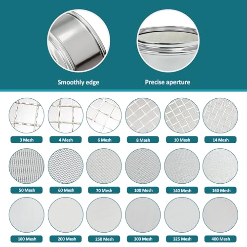 Full 304 Stainless Steel Mesh Sieve Screen, LVDALAB 100 Mesh (0.15mm) Aperture, 2.4inch(6CM) Dia Standard Sample Analysis Test Sieves Sifters Strainer for Industrial Laboratory Homes - size: 100 Mesh(0.15mm)/Ф2.4in(6CM)