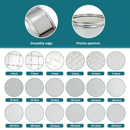Full 304 Stainless Steel Mesh Sieve Screen, LVDALAB 100 Mesh (0.15mm) Aperture, 2.4inch(6CM) Dia Standard Sample Analysis Test Sieves Sifters Strainer for Industrial Laboratory Homes - size: 100 Mesh(0.15mm)/Ф2.4in(6CM)
