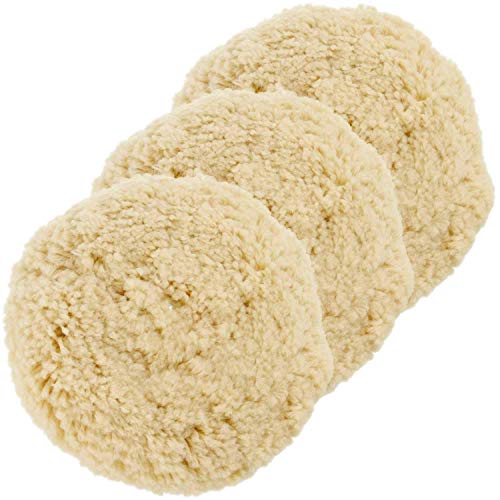 Wool Polishing Pads, SPTA 8"(200mm) 100% Natural Wool Buffing Pad with Hook & Loop Backing 4pcs Set Come with 5/8-11 Thread Backing Plate for Car Polishing, Buffing and Cutting - size: 8inch (200mm)