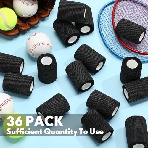 Treela 36 Pcs Self Adherent Bandage 3" X 5 Yard Wrap Breathable - color: Black, size: 3" X 5 Yard