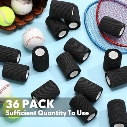 Treela 36 Pcs Self Adherent Bandage 3" X 5 Yard Wrap Breathable - color: Black, size: 3" X 5 Yard