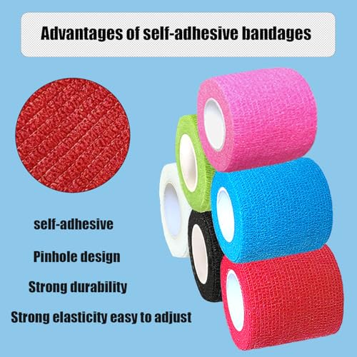 2 Inches Self Adhesive Bandage Wrap Bulk, 6 Pack, 6 Colors - color: 6 Colors