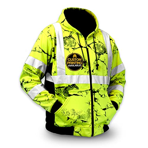 KwikSafety - Charlotte, NC - Men's Fleece Safety Hoodie | PPE Hi Vis Lightweight Reflective Jacket - color: Camo | Limited Edition, size: Medium