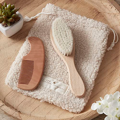 MYZI Baby Hair Brush Set – Baby Brush and Comb Set Newborn, Baby Comb and Brush Set Boy and Girl, Newborn Hair Brush and Newborn Comb - Baby Gift Set - color: Cream
