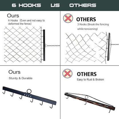 31.5" Fence Stretcher Bar 6 Thickened Hooks Steel Chain Link Fabric Fence Stretcher Woven Wire Fence Stretcher Fabric Black Steel Bar Fence Stretcher Tool