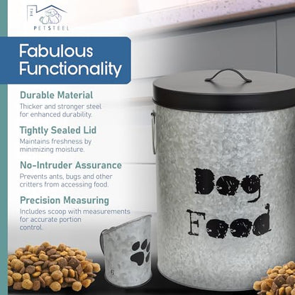 Medium & Small Dog 40lb & 20lb Pet Food Storage Canister with Scoop – Durable & Airtight for Freshnesss, Minimalist Design & Recyclable, Medium & Small Metal Container (Combo - Dog Bin - Med & Small) - size: Combo - Medium Dog 40lb & Small Dog 20lb