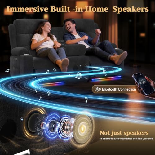 Power Reclining Loveseat Sofa with Flip Backrest Console - color: Fabric Gray, size: Power Loveseat