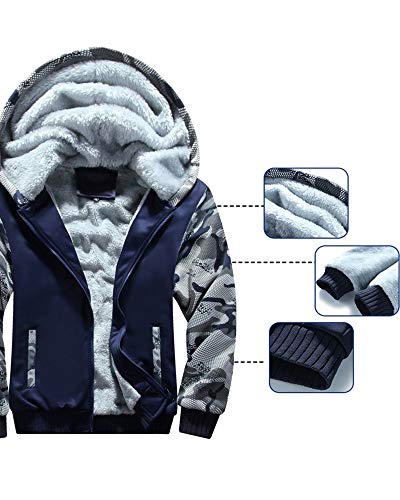 MACHLAB Men's Pullover Winter Workout Fleece Hoodie Jackets Full Zip Wool Warm Thick Coats - color: D63black, size: Medium