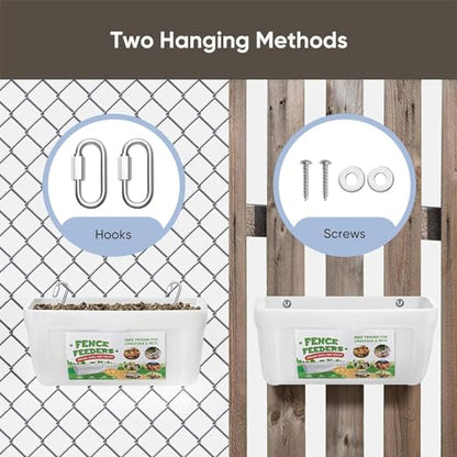 4 Pack Goat Feeders Hanging, 4.5 Quart White Chicken Feeder, Rabbit Feeders | Feed Buckets for Horses with Clips Hanging Fence Feeders, Duck Feeder, Chicken Water Feeder, Poultry Feeding Trough - color: white