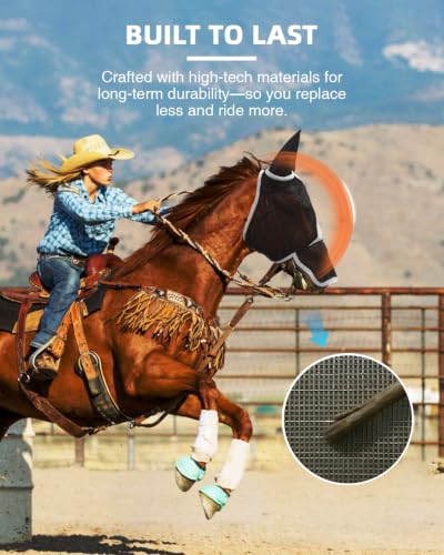 Hilltown Horse Fly Mask with Ears and Nose Cover - Full, Grey - color: Dark Grey, size: FULL