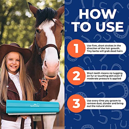 EquiGroomer 8-Inch Deshedding Brush for Dogs & Horses, Turquoise - color: Turquoise