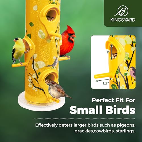 Kingsyard Metal Bird Feeders for Outdoors Hanging, Tube Bird Feeder - color: Yellow