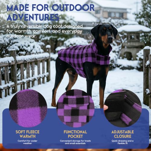 ASENKU Reversible Dog Winter Coat, Dog Jacket for Small Medium Large Dogs - color: Purple, size: X-Small