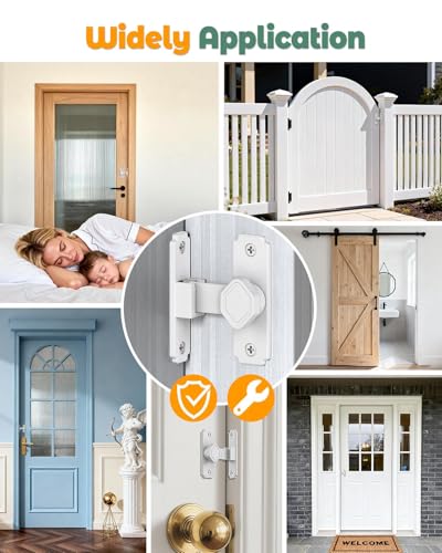 90 Degree Barn Door Lock, Sliding Door Latch, White, 2 Pack - color: White-2PCS