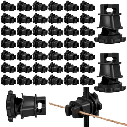 Frienda 100 Pcs Electric Fence Wire Insulators, Screw Round Post, Black - color: Black