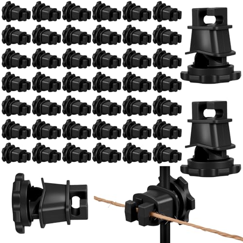 Frienda 100 Pcs Electric Fence Wire Insulators, Screw Round Post, Black - color: Black