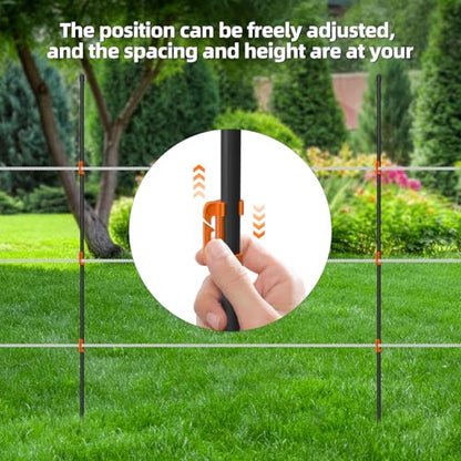 25Pcs 46in Electric Fence Posts Kit w/ 75 Insulators,Garden Fence Stakes