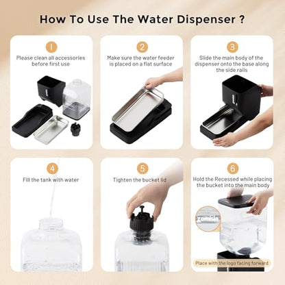 ZOMISIA 3 Gallon Automatic Dog Water Dispenser Gravity Extra Large Capacity - color: Black, size: 11L