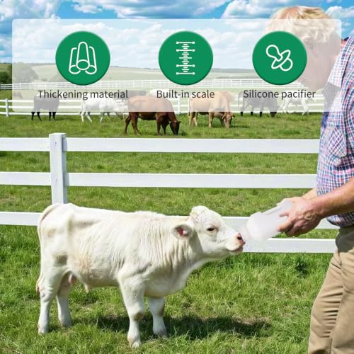 Calf Bottle with a Replacement Screw-on Nipple 2.11quart Lamb Milk Feeding Bottle for Lamb foal