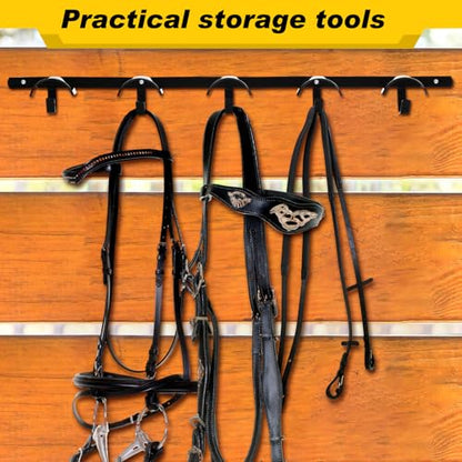 Zonon Horse Tack Bridle Hooks Metal Horse Bridle Rack Stall Hanger for Tack Harness Storage Stall Fence Barn Supplies(2 Pcs,Five Hooks) - style: Five Hooks