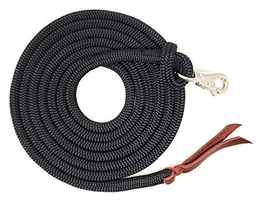12FT Lead Rope with NP Snap - color: Black, size: 12 ft. Nickel Trigger Snap