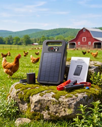 Solar Electric Fence Charger, 0.4J, 15 Mile Fence Energizer | 24/7 Fence Protection With Battery Display, Smart Monitoring, Solar & Type-C Charging For Gardens, Livestock And Farms
