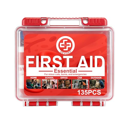 Gevoke Mini First Aid Kit - 135 Piece HardCase First Aid Box, Small - size: Small