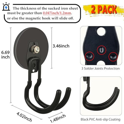 ULIBERMAGNET Upgraded Extra Large Magnetic Hooks,2 Pack Heavy Duty Ultimate Magnetic Hooks for Metal Cabinet,Pegboard,Garage Shelve,Tool Shed,RV,Shipping Containers (Black/3.46inch) - style: Upgraded Black Large J Ultra-Strong Hooks