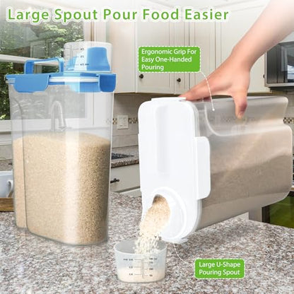 Viretec Rice Storage Container, 5 to 10lb Dry Food Airtight Dispenser, Pet Dog Cat Food Canister, BPA Free Clear Plastic Kitchen and Pantry Organization Bin for Oatmeal, Grain, Cereal, Pasta, Flour - color: 6L/Blue
