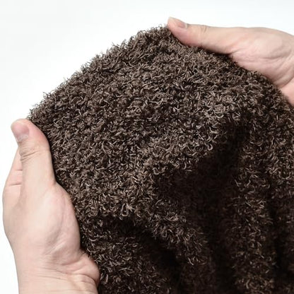 Surf turtle Dark Brown Curly Teddy Fleece Faux Fur Fabric 36" x 59" - color: Dark Brown, size: 36 x 59 inches