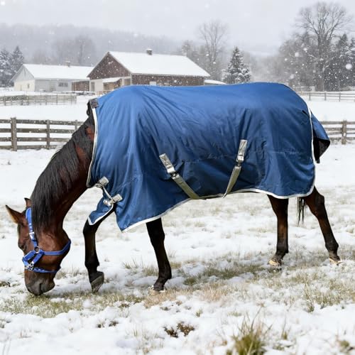 Winter 1200D Premium Turnout Horse Blanket,Medium Weight Waterproof Blanket - size: Back Length 78 inches ( 145cm ) no cover
