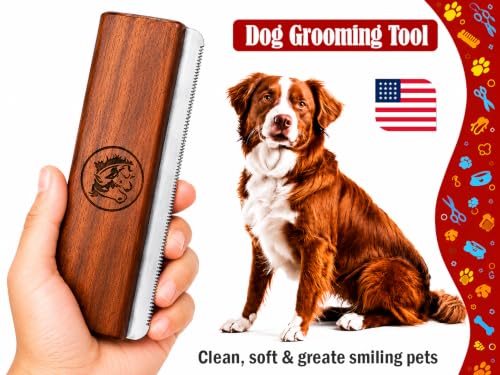 Original Deshedding Grooming Tools for Dogs, Cats & Horse Easy Ergonomic Wooden Groom pro Professional Brush Grooming Tool, Remove painlessly 95 Percent of Lose Hair Fur & Dirt (5 inch) - size: 5 Inch