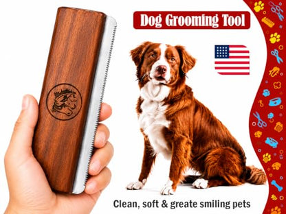 Original Deshedding Grooming Tools for Dogs, Cats & Horse Easy Ergonomic Wooden Groom pro Professional Brush Grooming Tool, Remove painlessly 95 Percent of Lose Hair Fur & Dirt (5 inch) - size: 5 Inch