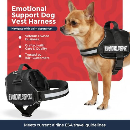 Industrial Puppy Emotional Support Vest Harness, XS 16.5-21.5 in, Black - color: Black, size: XS, Fits Girth 16.5-21.5"