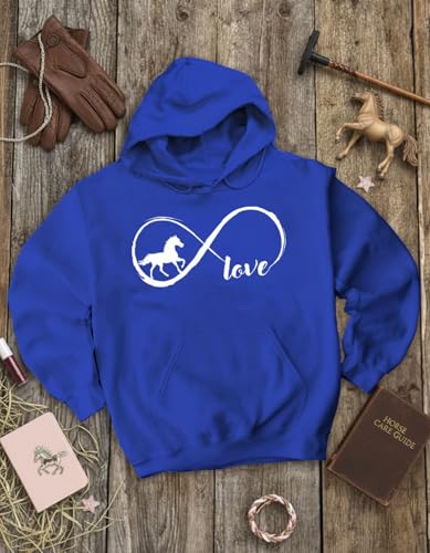 Tstars Infinity Love Horse Hoodie Women Teen Girls Equestrian Riding - color: Infinity / Royal, size: Small