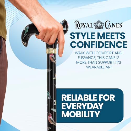 Royal RC Canes Walking Sticks for Men and Women - Stylish Designer Fashionable Adjustable Derby Canes - Lightweight Aluminum Cool Walking Sticks with HD Patterns - color: Black (Multicolor)