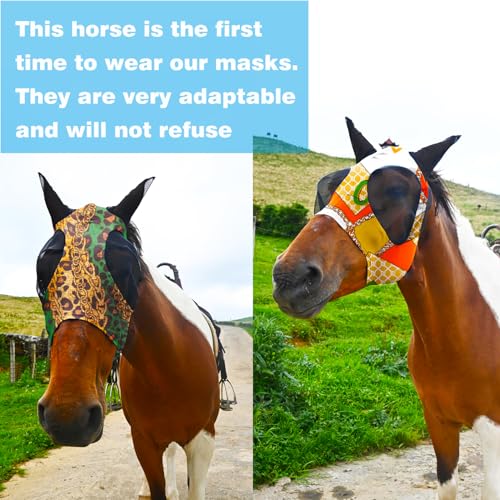 Super Comfort Fly Marsks for Horses of 3pcs Set-Horse FlyMask with Ears- Elasticity Fly Mask with UV Protection（Size：L - size: 3 pcs