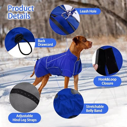 MIGOHI Dog Winter Jacket,Dog Coat Waterproof,4XL Winter Snow Coat with Fleece Lining for Large Dogs Boys Girls,Snowproof Pet Jacket,Great Dane,Mastiff,Blue - color: Blue, size: XXXX-Large