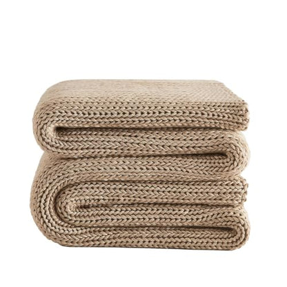 L'AGRATY Knitted Weighted Blanket 48"x72" 15lbs for Adults Cooling - color: Beige, size: 48" x 72" | 15 lbs