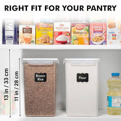 WHITE FEATHER SUPPLIES 2 PC [7 Qt / 6.5L / 220 Oz] Large Food Storage Containers with Lids Airtight - BPA Free Clear Plastic Kitchen and Pantry Storage Containers for Cereal, Flour, Sugar, Rice - color: White - 2 Pack
