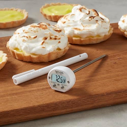 Taylor Instant Read Digital Meat Thermometer for Grill, BBQ & Kitchen, NSF Approved, Fast Internal Temperature Readings, F/C Switchable Display, Battery Included, Pocket Sleeve Clip, White - style: Fast Reading Pocket Thermometer