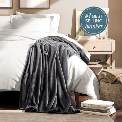 Bare Home Fleece Blanket Luxury Microplush (Full/Queen, Grey) - color: 02 - Grey, size: Full/Queen