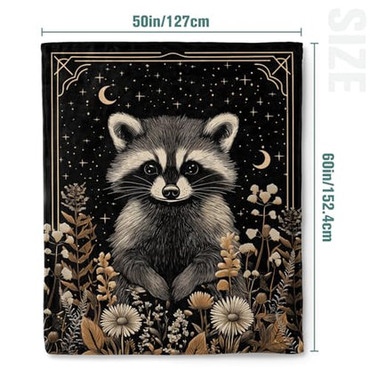 Jekeno Raccoon Gifts Blanket Celestial Starry Moon Throw Blanket - color: Raccoon, size: 50x60 Inch