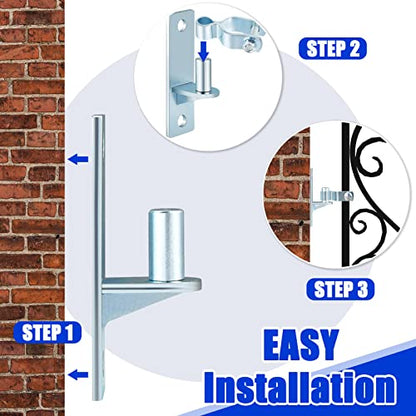 Dunzy 4 Pcs 1-3/8" Heavy Duty Wall Mount Gate Hinge Chain Link Gate Hinge with 5/8'' Pin Pipe Fence Pressed Steel Chain Link Fence Frame Outdoor Hardware
