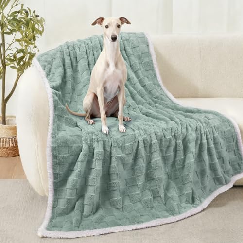 Luciphia Waterproof Dog Blanket, Reversible Fleece & Sherpa, Couch Cover - color: Mint Green, size: Large (65x57 inch)