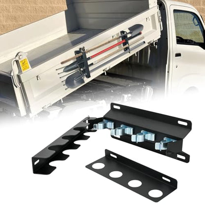 TOPOWN Heavy Duty 4-Hole Truck Bed Shovel Holder, Dump Trailer Tool Rack