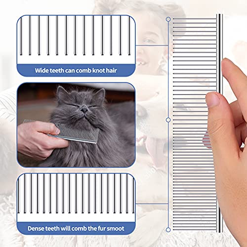 Undercoat Rake for Dogs, 3 Pack Pet Grooming Brush Set Long Tooth Rake Brush & Double-Sided Teech Comb & Stainless Steel Shedding Comb, Long Haired Pet Grooming Tool Set for Horse Large Dog Cat