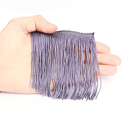 Chainette Fringe Trim 5 Yard x 4 Inches Fabric Tassel Trims - color: Light Purple, size: 4"-5Yards/R