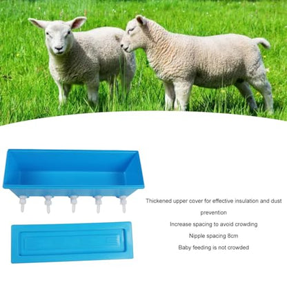 Sorandy Silicone Lamb Drink Feeder, Farm Livestock Breeding Feeder, Vertical Type Calf Feeding Bottle with 5 Nipples Wall Mounted 8L Livestock Milk Feeding Bucket for Nursing Animal Lamb