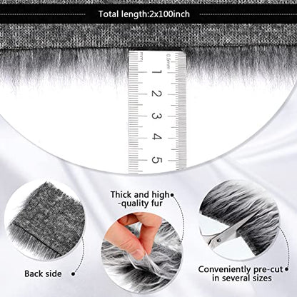 Tatuo 2 X 100 Inch Gray Fake Fur Fabric for Crafts Sewing DIY - color: Gray, size: 2 x 100 Inch